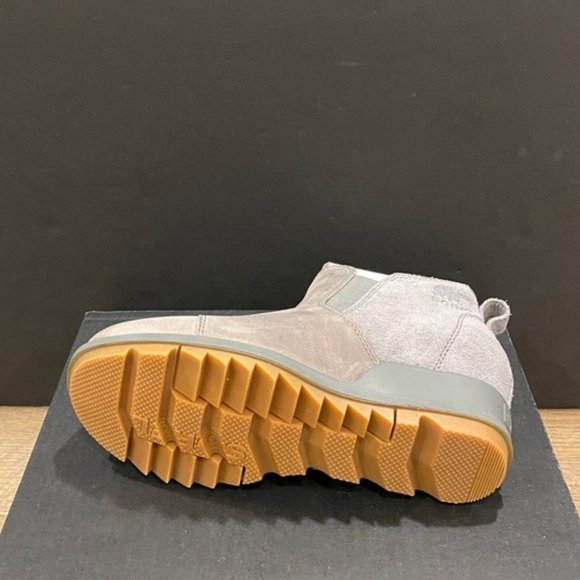 Sorel Evie Grey Lug Sole Wedge Ankle Pull on Bootie Boots Shoes Flats NEW - Picture 4 of 4